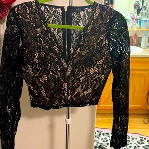Black lace crop top